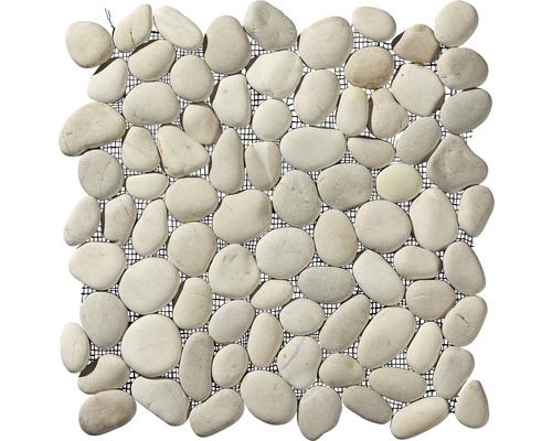 Mosaïques de cailloux fluviaux, blanc, 30x30 cm Mosaïques de cailloux fluviaux, blanc, 30x30 cm