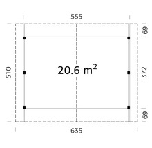 Doppelcarport Palmako Robert 20,6 m² 635 x 510 cm tauchgrundiert grau