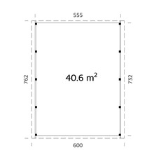 Carport double Palmako Karl 40,6 m² 600 x 762 cm apprêt par immersion marron