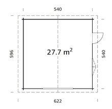 Garage simple Palmako Roger 27,7 m² sans portail 622 x 596 cm naturel