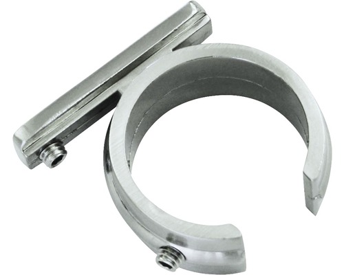 Adaptateur anneau Memphis pour support universel Ø 16 mm aspect acier inoxydable Support de tringle à rideaux ouvert avec vis