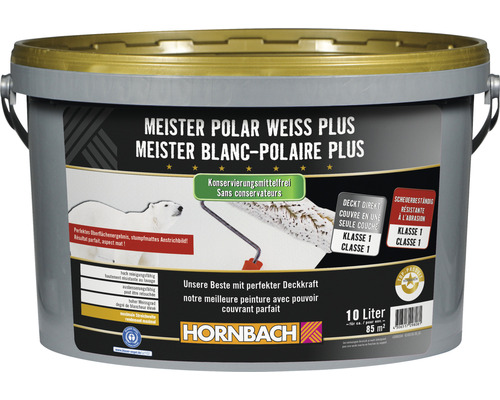 Peinture murale HORNBACH Meister blanc polaire Plus sans conservateur 10 l Peinture murale HORNBACH Meister blanc polaire Plus sans conservateur 10 l