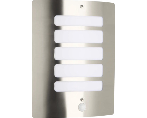 Éclairage mural extérieur Todd avec capteur acier inoxydable 1 ampoule 290x240 mm Luminaire extérieur en acier inoxydable avec cinq bandes lumineuses et détecteur de mouvement