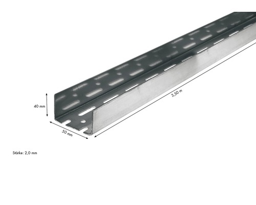 Kabelschiene aus Metall, 3,50 Meter lang mit Löchern