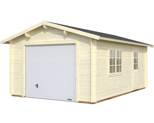 Holzgarage mit Sektionaltor, Fenster und Tür