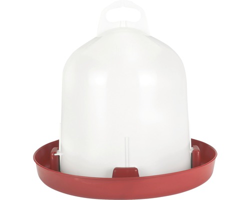 Abreuvoir à double cylindre pour volailles élevées au sol 6 l Abreuvoir pour poulets en plastique avec base rouge