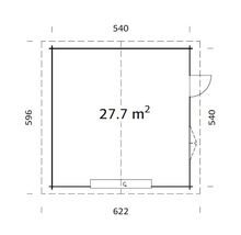 Einzelgarage Palmako Roger 27,7 m² mit Sektionaltor 622 x 596 cm natur