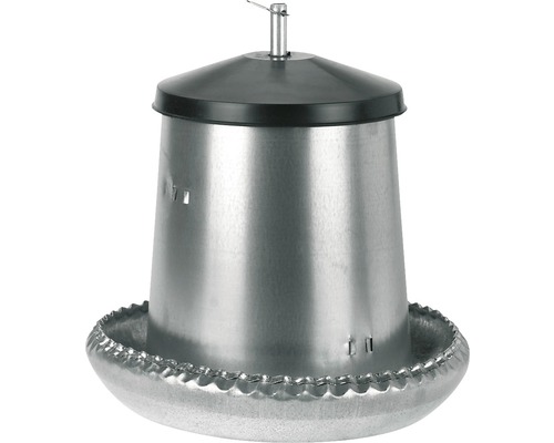 Distributeur automatique de nourriture pour poussins monté 5 kg zingué Alimentateur à volaille en métal avec couvercle noir