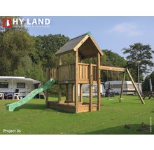 Spielturm Hyland Projekt 3S Holz mit Sandkasten, Doppelschaukel, Rutsche grün