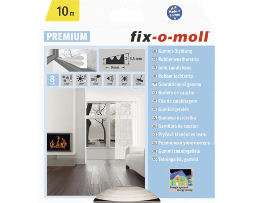 fix-o-moll E-Profildichtung selbstklebend weiß 10 m 4 x 9 mm Fix-o-moll Gummidichtung, zehn Meter, zur Wärmeisolierung