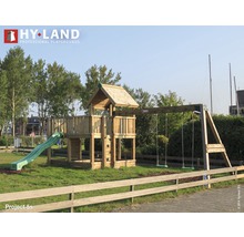 Spielturm Hyland Projekt 5S Holz mit Sandkasten, Doppelschaukel, Rutsche grün