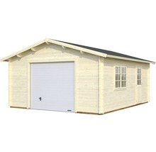 Garage simple Palmako Roger 23,9 m² avec portail sectionnel 450 x 550 cm naturel-thumb-1