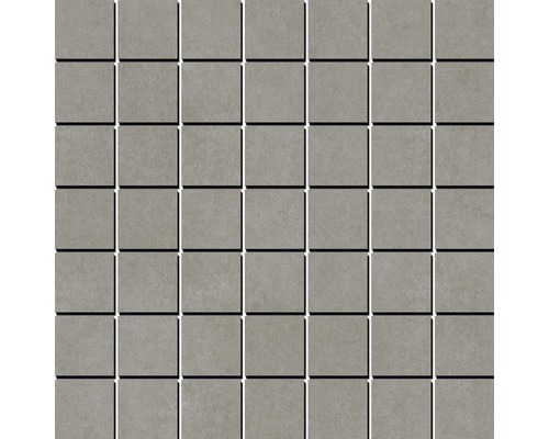 Mosaïque en grès cérame fin Residenz gris 35x35 cm Motif de carreaux de mosaïque avec pierres carrées grises