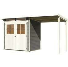 Gartenhaus Karibu Glücksburg 2 mit Schleppdach 415 x 175 cm terragrau