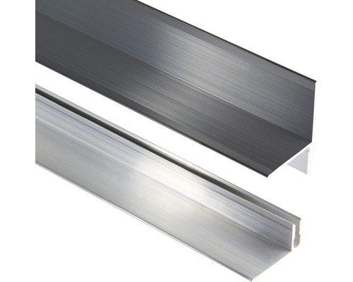 Konsta Wandabschluss Aluminium eloxiert Anthrazit 40x40x2500 mm Zwei Aluminiumprofile in unterschiedlichen Ausführungen