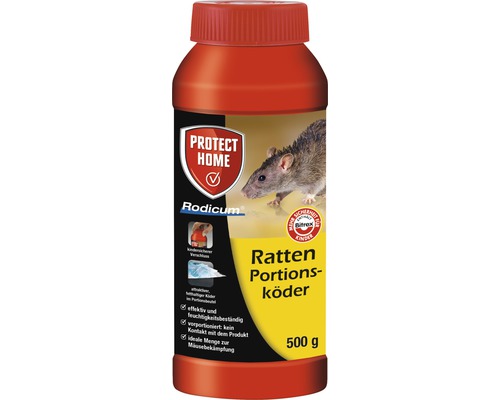 Appât pour rats portionné Protect Home Rodicum 500 g pour boîte à appâts, poste d'appâts