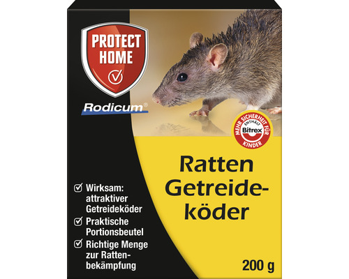 Appât pour rats à base de céréales Protect Home Rodicum 200 g pour boîtes à appâts