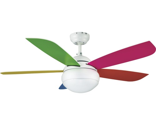 Ventilateur de plafond avec pales multicolores