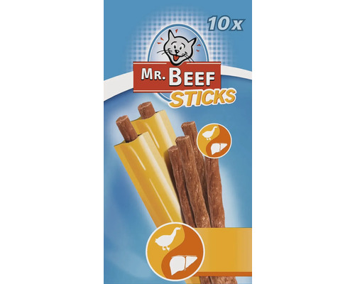 Friandises pour chats MR. BEEF Cat Stick volaille et foie 10 pièces