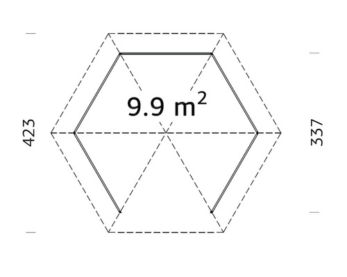 Grundriss mit Abmessungen, Fläche 9.9 Quadratmeter