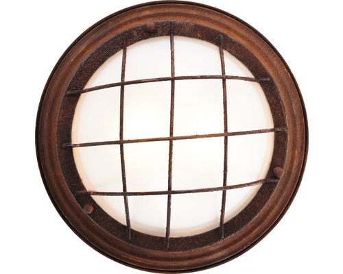 Runde Deckenleuchte im Rost-Look mit Käfig