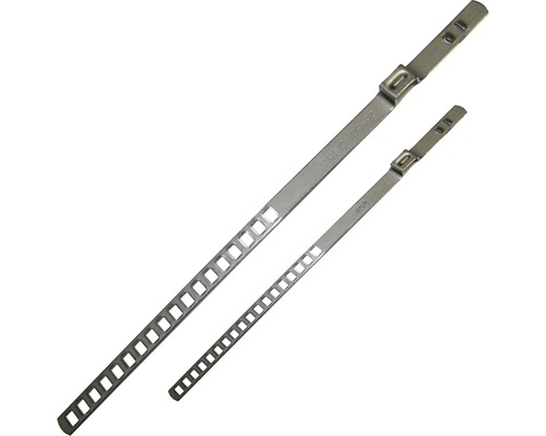 Bande perforée à borne 25x50 mm acier inoxydable 1.4301, 10 pièces Deux serre-câbles métalliques