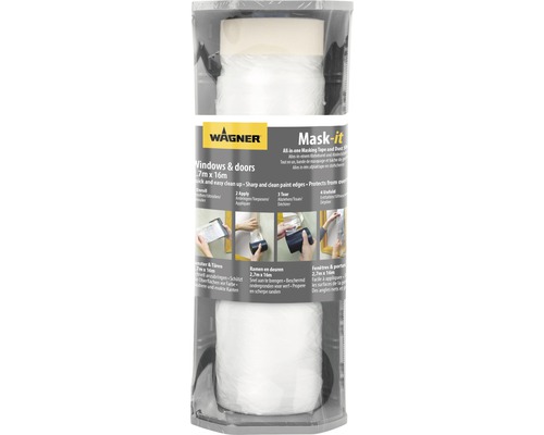 Wagner Abklebefolie Mask-It inkl. Abroller 2,7 m x 16 m Wagner Maskierband mit Staubschutzfolie 2,7 Meter x 16 Meter