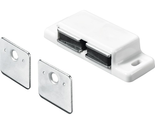 Weißer Magnetverschluss mit zwei Metallgegenstücken