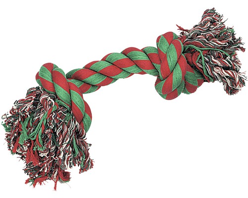 Jouet pour chien Karlie corde à mâcher avec 2 nœuds Jumbo 43 cm rouge-vert