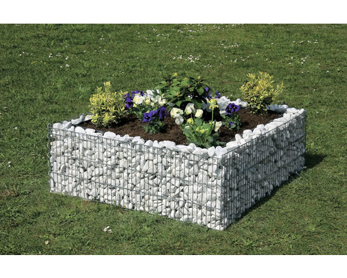 Jardinière surélevée bellissa Premium 120 x 120 x 40 cm Jardinière surélevée en gabion avec plantes dans le jardin