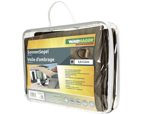 Windhager Sonnensegel Riviera 3,6x3,6 Meter in Verpackung