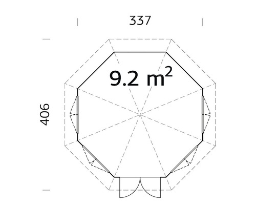 Plan d''un abri de jardin d''une superficie de 9.2 mètres carrés