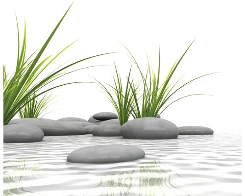 Pierres décoratives et herbes dans une représentation de l''eau