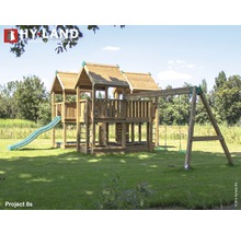 Spielturm Hyland Projekt 8S Holz mit Sandkasten, Kletterwand, Doppelschaukel, Rutsche grün