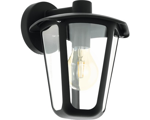 Applique murale extérieure noire avec verre transparent et ampoule