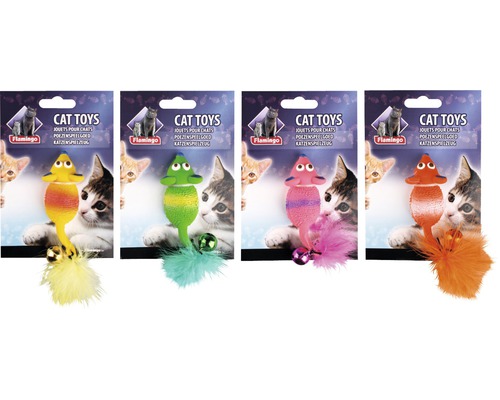 Flamingo Katzenspielzeug Maus mit Feder und Glöckchen, verschiedene Ausführungen