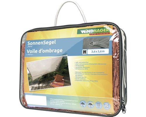 Verpacktes Sonnensegel Adria 3,6 x 3,6 Meter von Windhager
