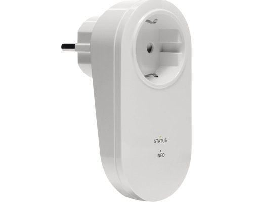 Weißer WLAN-Stecker mit Status- und Infoanzeige