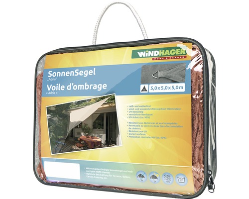Windhager Sonnensegel Adria 5,0x5,0x5,0 Meter in Verpackung