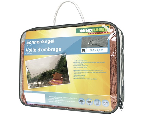 Sonnensegel Adria 5,0x5,0 Meter in Tragetasche