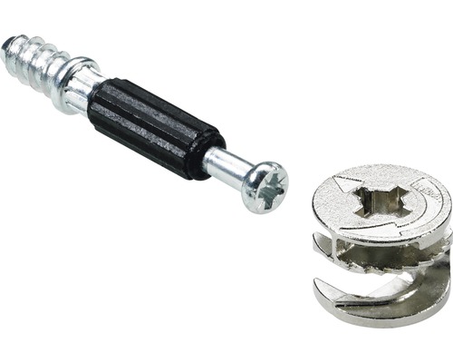 Exzenterverbinder mit Schraube und Dübel