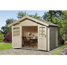 Gartenhaus weka 209 Gr.3 mit Fußboden und Vordach 50 cm 333 x 360 cm natur