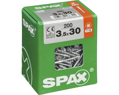 Vis Spax 3,5x30 millimètres, paquet de 200 pièces