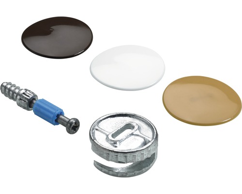 Exzenterverbinder, Abdeckkappen und Schraube für Möbel