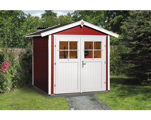 Abri de jardin weka 224 taille 1 avec plancher 260 x 229 cm rouge de Falun