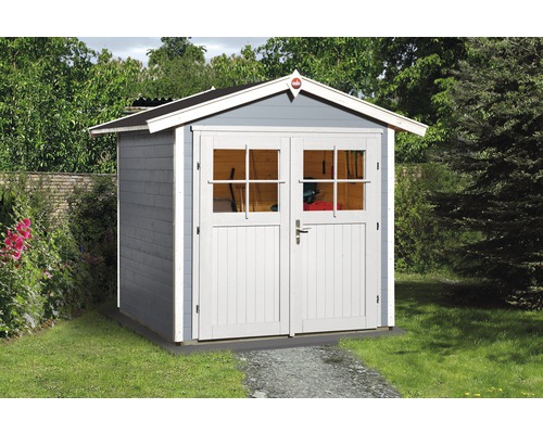 Gartenhaus weka 224 Gr.1 mit Fußboden 260 x 229 cm grau Gartenhaus aus Holz mit Doppeltür im Garten