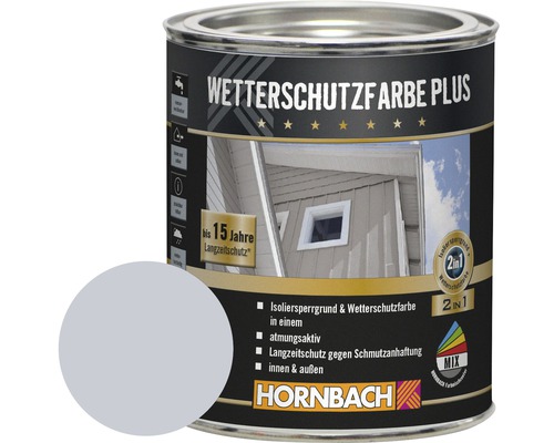 Peinture pour bois HORNBACH anti-intempéries Plus gris argent 750 ml