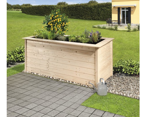 Jardinière surélevée classique weka Profi 669 C avec nappe intérieure à excroissances et grille de protection contre les campagnols 218x92x81 cm, nature