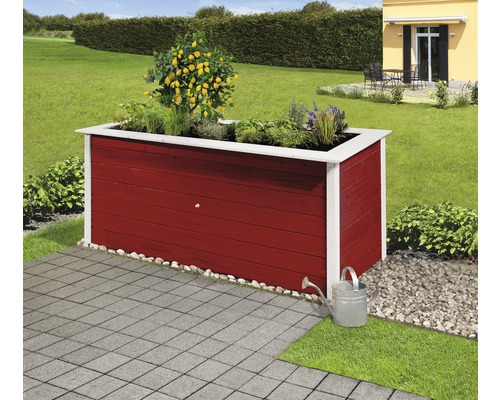 Jardinière surélevée classique weka Profi 669 C avec nappe intérieure à excroissances et grille de protection contre les campagnols 218x92x81 cm, rouge