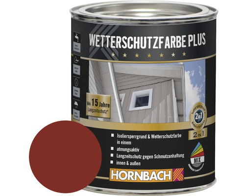 Peinture pour bois HORNBACH anti-intempéries Plus rouge Suède 750 ml